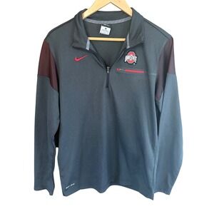 Nike Dri-FIT Ohio State Buckeyes Mens Quarter Zip Pullover Grey Small NCAA